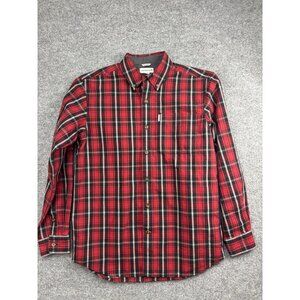 Carhartt Shirt Mens Medium Red Plaid Relaxed Fit Button Down Long Sleeve